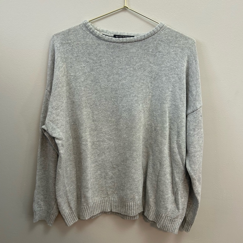 Brandy Melville Cozy Gray Crew Neck Sweater